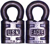 “U.S.N. U.S.M.C.”. 1 3/16″ wide. Brass body. Brass shackle. Keyway: Paracentric.