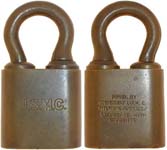 “U.S.M.C.”. Brass body. Brass shackle. No Clevis. Keyway: Paracentric. “MFRD. BY