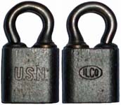 “U.S.N.”. Steel body. Steel shackle. Keyway: Paracentric. “ILCO” is embossed on