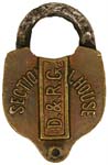 “D&RG” – “SECTION TOOL HOUSE” – “REMOVE KEY WHEN LOCKING” – Steel Shackle