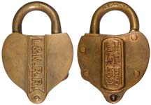 “L&NRR” – “TO GET KEY OUT CLOSE THE LOCK” – Round Shackle – Case Style 1