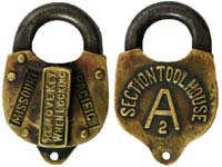 “MISSOURI PACIFIC” – “SECTION TOOL HOUSE A 2” – “REMOVE KEY WHEN LOCKING”