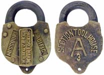 “MISSOURI PACIFIC” – “SECTION TOOL HOUSE A 3” – “REMOVE KEY WHEN LOCKING”