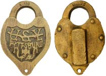 “U.S.Y. PITTSBURG”. Brass body. Brass shackle.