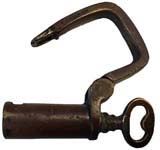 “H. MILLER & Co”. 1 5/8″ high. Brass body. Brass shackle.