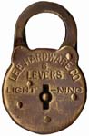 “LEE HARDWARE CO 6 LEVERS LIGHT-NING” – Brass