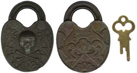 ☠ – Skull and Crossbones – Floral Reverse – Curved Recess Shackle