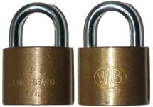 “A.P.L. LONG BEACH P/L”. 2″ wide. Brass body. Chrome plated steel shackle. “A” k