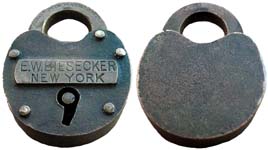 “E. W. BIESECKER NEW YORK” – Regular Shackle. 1 15/16″ high x 1 1/2″ wide x 7/16