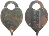 “NEW YORK TELEPHONE COMPANY 1897” – “CLOSE LOCK TO TAKE KEY OUT”