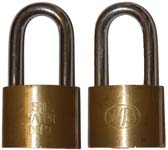 “S.F. WATER DEPT”. 2″ wide x 2″ shackle clearance. Bronze body. Chrome plated st