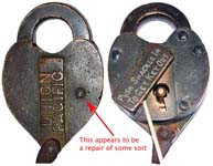 “UNION PACIFIC” – “PUSH SHACKLE IN TO GET KEY OUT”